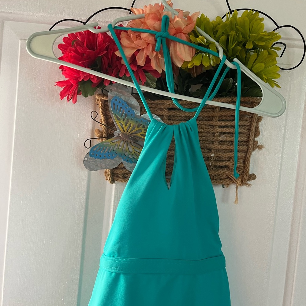 ATHLETA Size XSmall Bright Aqua Triangle Tankini Bathing Swim Top